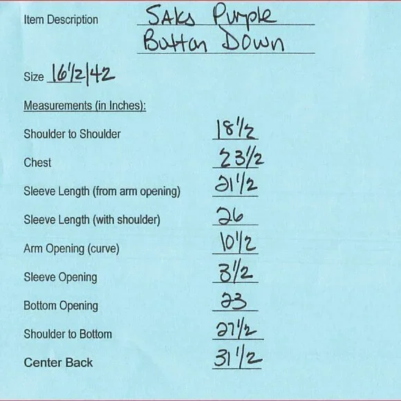 Saks Fifth Avenue Purple Plaid Mens Dress Shirt, Size: 16 1/2 /42 - Picture 4 of 4